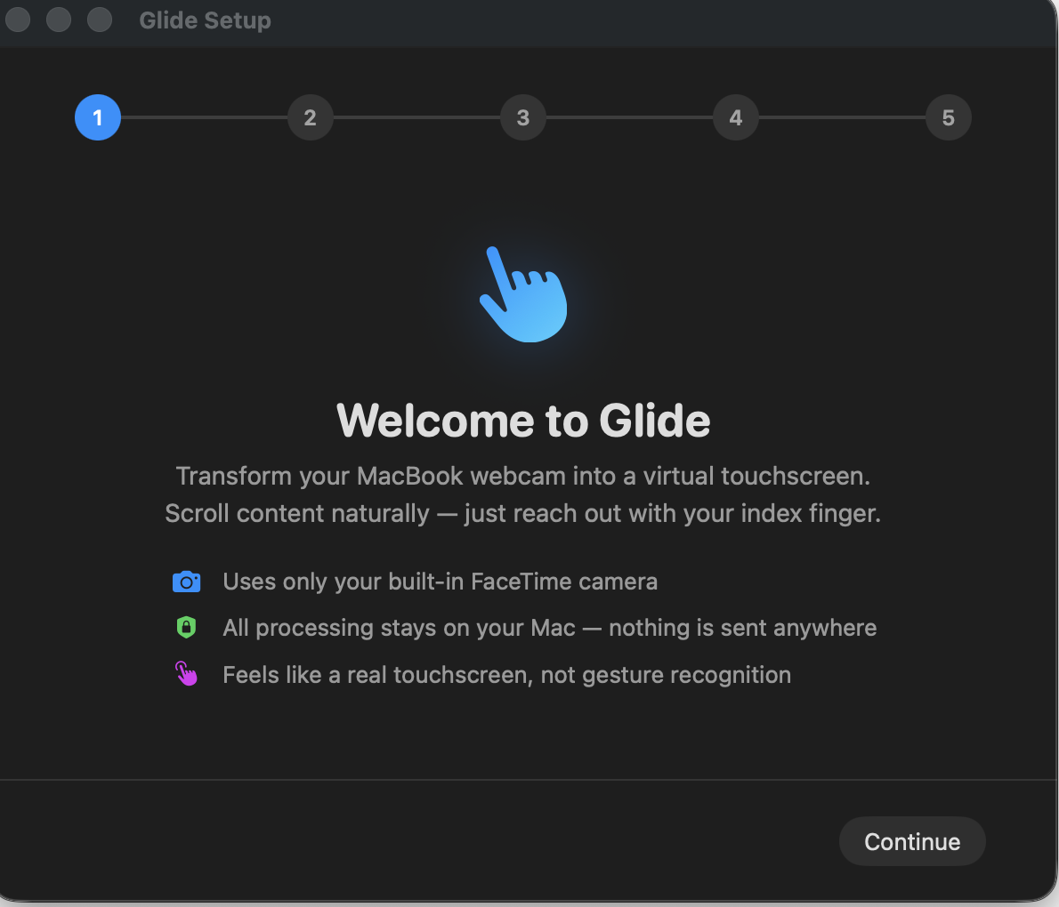 Glide Setup step 1 — Welcome to Glide