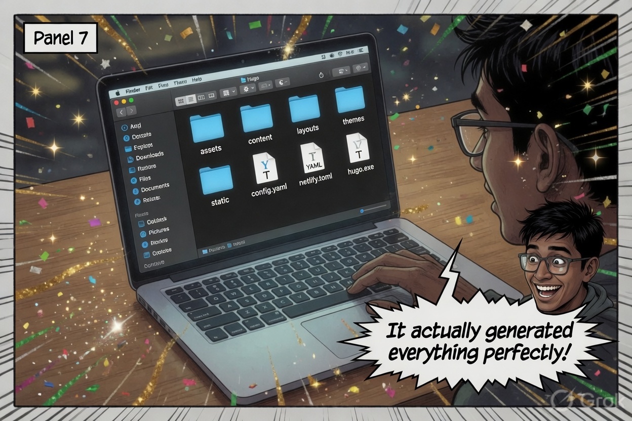 Panel 7 – The full folder structure. It actually generated everything perfectly.