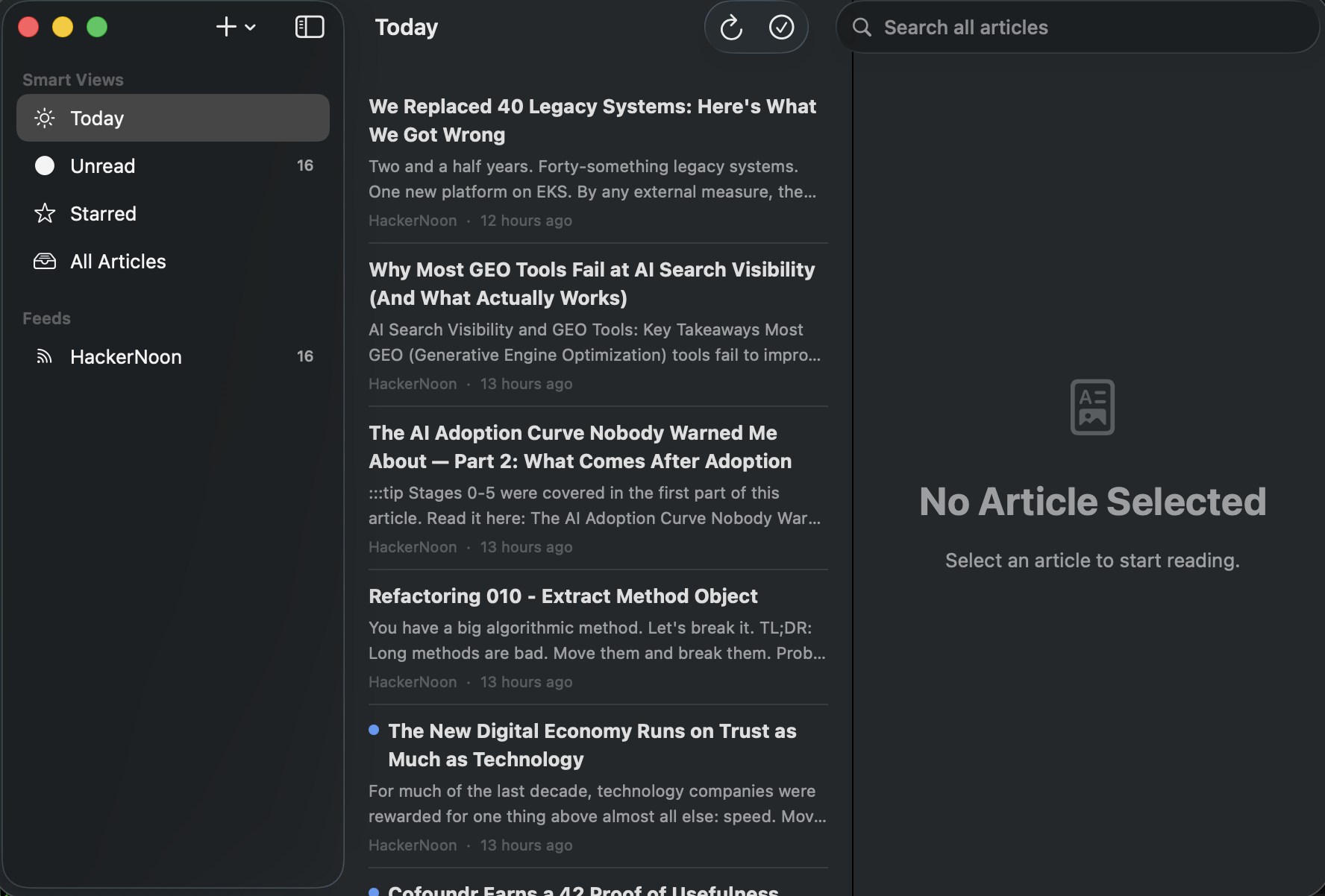 LumenAI main window — three-pane layout in dark mode