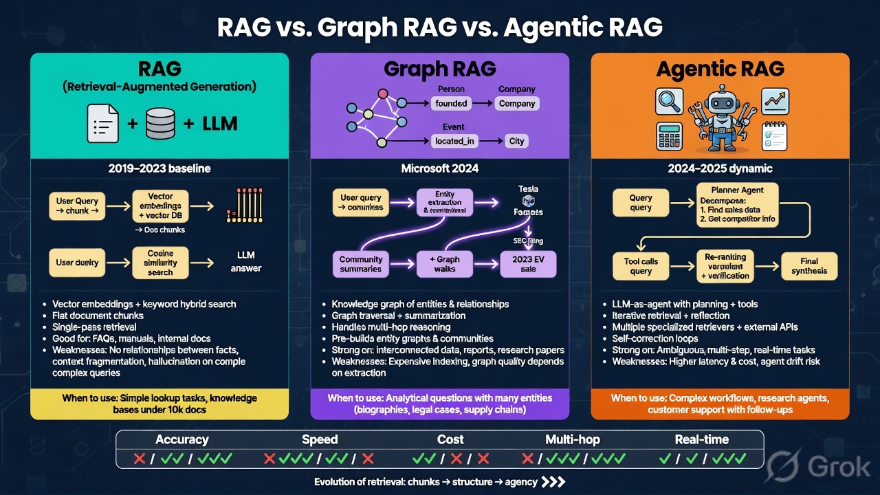 Three RAG pipeline diagrams arranged side by side with a memory-efficiency overlay